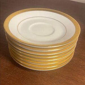 Noritake Gold and White Saucer Set of 4